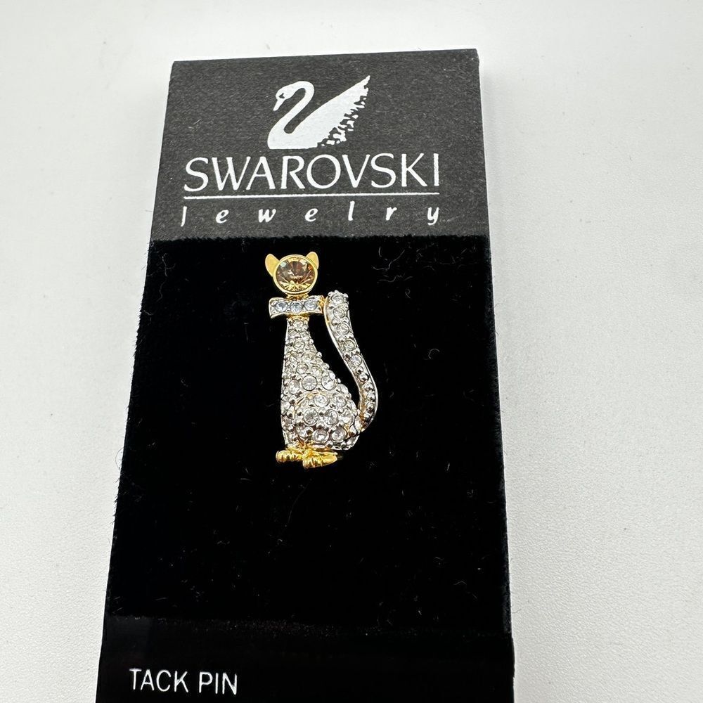 STILL WITH TAG! Swarovski crystal cat tact pin!